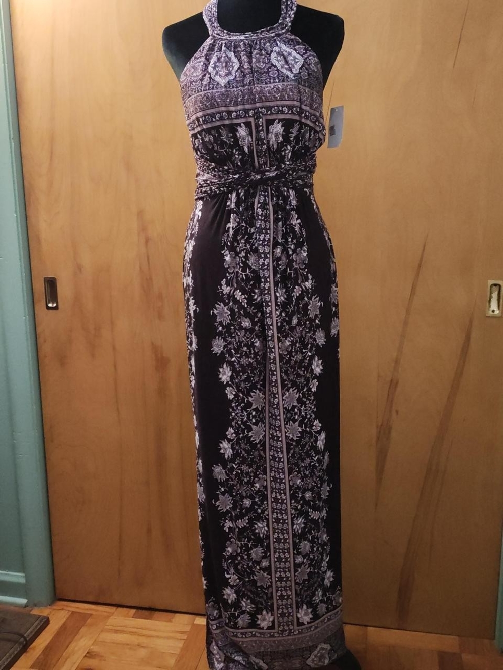 Moa Moa Purple Floral Halter Maxi Dress